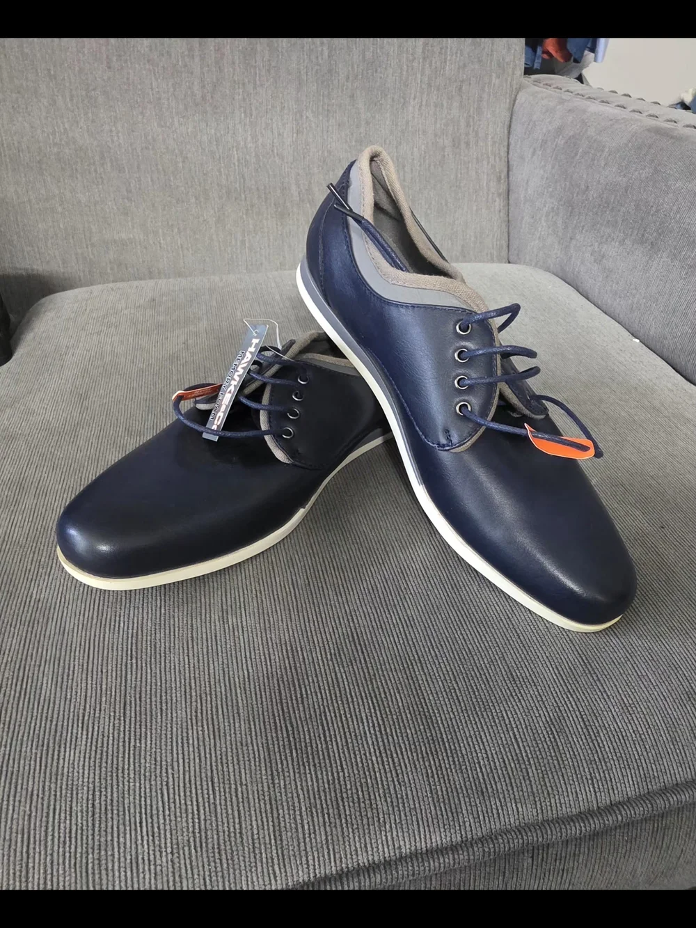 Hawke & Co Navy Leather Casual Lace-Up Sneakers